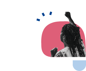 Mulher com o punho direito levantado