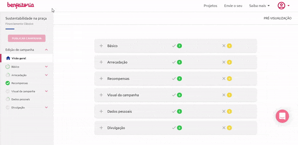 Editor de campanhas da Benfeitoria